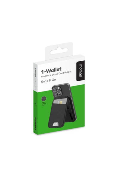 Momax 1-Wallet Magnetic stand card holder (Black)