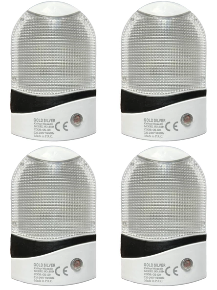 Gold Silver (4 Adet) GS-120 Fotoselli Gece Lambası Fiş Priz (Beyaz Işık)