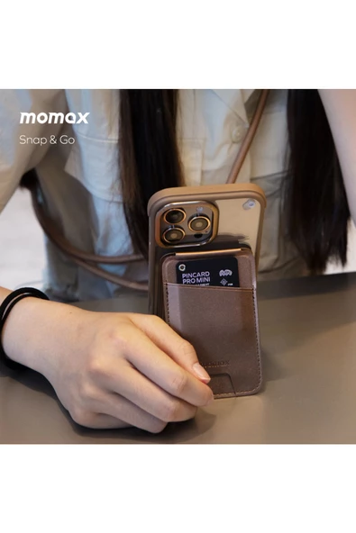 Momax 1-Wallet Magnetic stand card holder (Black) - 7