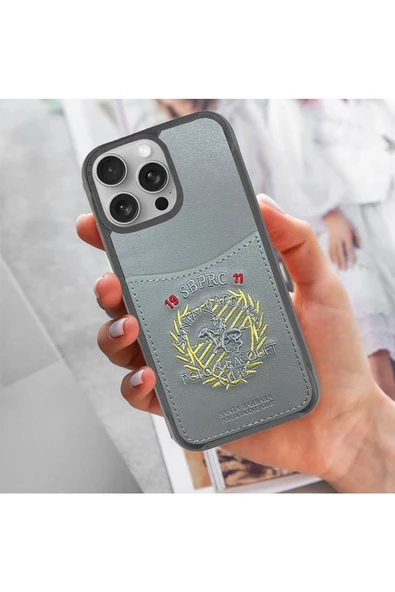 Santa Barbara Polo & Racquet Club Sbprc Iphone 16 Pro Max Uyumlu Kılıf Abner Içi Süet Nakış Desenli Kartvizitli Kapak - 4