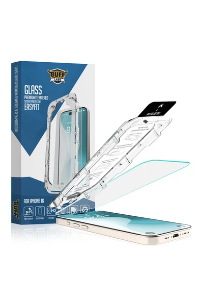 Buff iPhone 16 Glass EasyFit Cam Ekran Koruyucu - Şeffaf