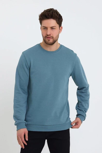 Erkek Oversize Uzun Kol Sıfır Yaka Sweatshırt 7096 - 2