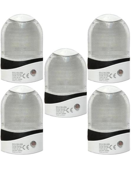 Gold Silver (5 Adet) GS-120 Fotoselli Gece Lambası Fiş Priz (Beyaz Işık)