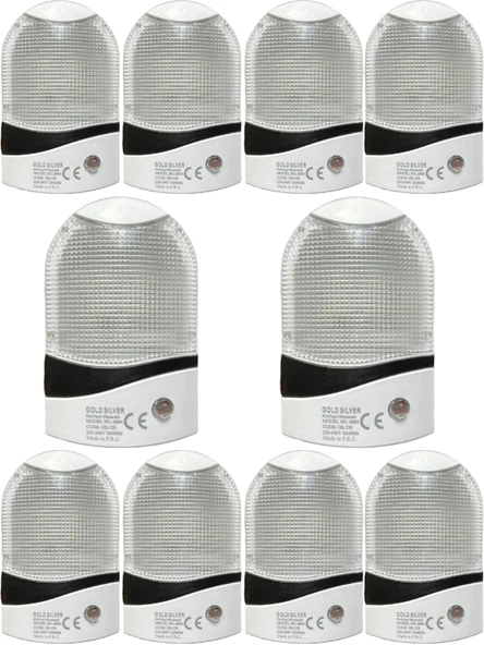 Gold Silver (10 Adet) GS-120 Fotoselli Gece Lambası Fiş Priz (Beyaz Işık)