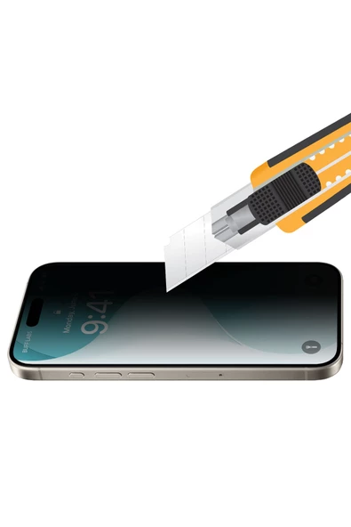 Buff iPhone 16 5D Privacy EasyFit Hayalet Ekran Koruyucu - Şeffaf - 5