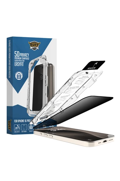 Buff iPhone 16 Pro Max 5D Privacy EasyFit Hayalet Ekran Koruyucu - Şeffaf