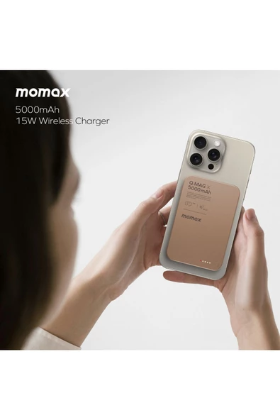 Momax Q.Mag X 5000mAh wireless battery pack (Desert Titanium) - Resim 7