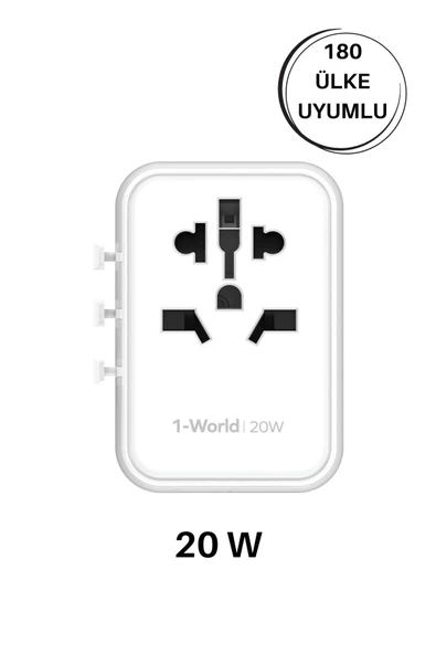 Momax 20W 1-World 5-Port AC Seyahat Piriz Dönüştürücü Charger (Beyaz) - 3