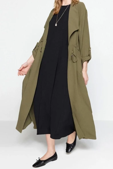 Moda Regular Casual Günlük Aerobin Dokuma Bisiklet Yaka Kolsuz Kol Shift Maxi Boy Tesettür Elbise - 3