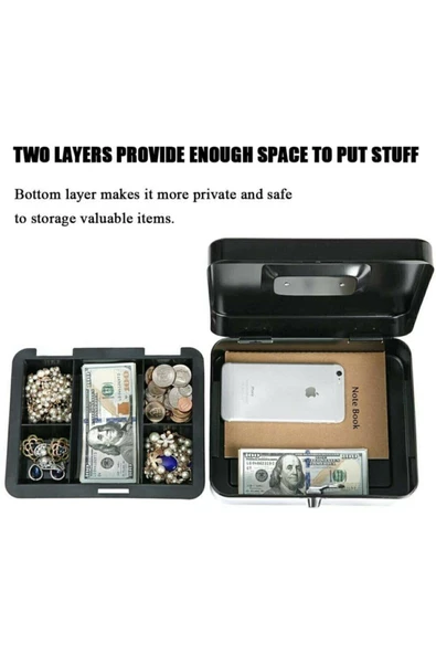 DEKO TURKEY Yerli Üretim Büyük Boy Anahtarlı Çelik Kasa Bozuk Para Kasası Nakit Kutusu Cash 9x18x25cmdkt-cashbox - 4