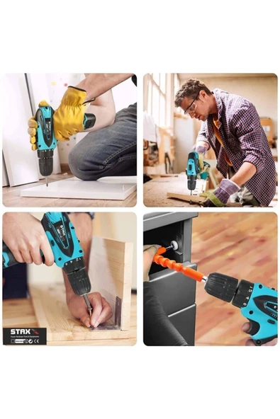 STAXX POWER 24 V 4 Ah Metal Dişli Şanzıman Çift Akülü Şarjlı Vidalama Matkap - 4