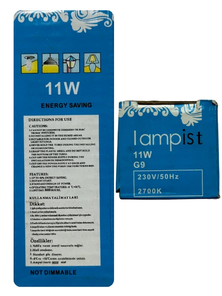 Lampist 11W 2700K (Sarı Işık) G9 Duylu Floresan Ampul - 3