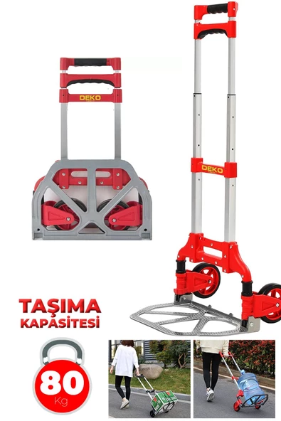 DEKO TURKEY Dkt80eb 80kg Kapasiteli Teleskopik, Katlanır El Arabası Koli Yük Paket Taşıma El Arabası 80kg - 3