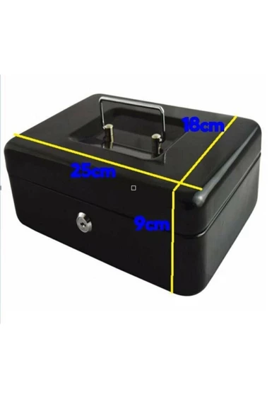 DEKO TURKEY Yerli Üretim Büyük Boy Anahtarlı Çelik Kasa Bozuk Para Kasası Nakit Kutusu Cash 9x18x25cmdkt-cashbox - 3