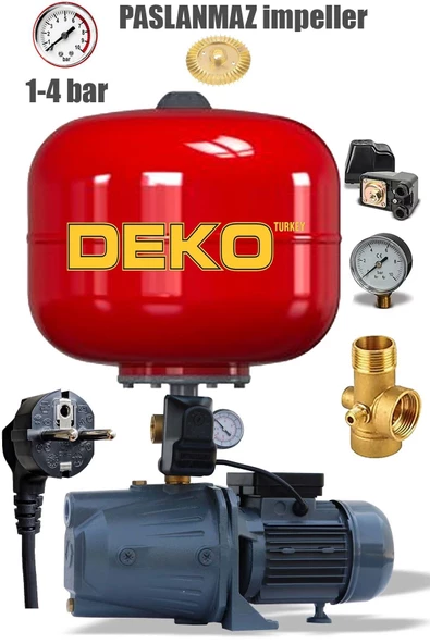 DEKO TURKEY Otomatik Sistem Paket Hidrofor 4 Kat 4 Daire İtalyan Küre Paslanmaz Tanklı Jet Hidrofor Pompa Set