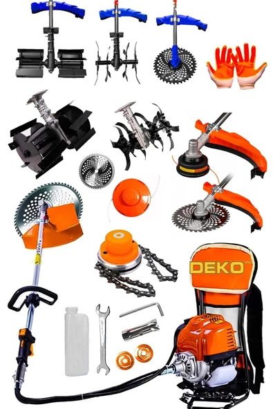 DEKO TURKEY Ultra Dynamix Seri Benzinli Sırt Tipi Tırpan 20HPX Motor Çim Çayır Biçme + Toprak Eşeleme Çapa Set - 2