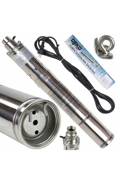 DEKO TURKEY Metal Dişli Paslanmaz Gövdeli 10cm Çap Derin Kuyu Kalem Dalgıç Pompa DQDG750 1HP 0.75Kw 70Mt Basar