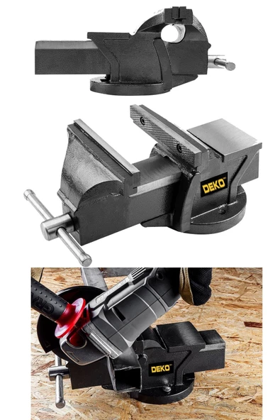 DEKO TURKEY Premium Pro 100mm 4" Sabit Tabanlı Özel Alaşım Paslanmaz Çelik Sabit Tezgah Masa Mengenesi Örslü
