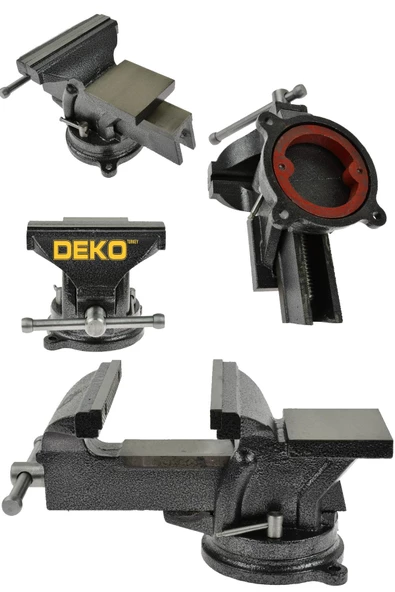 DEKO TURKEY Premium 125mm 5" 360 Dönerli Taban Özel Alaşım Paslanmaz Çelik Sabit Tezgah Masa Mengenesi Örslü