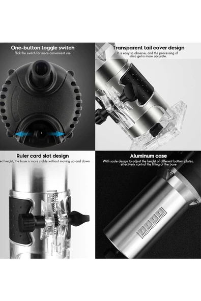 DEKO TURKEY Bakır Sargı System 3000W Devir Ayarlı Formika Freze Makinesi 6 Mm Pens + 12 Adet Uç Set Hediye - 3