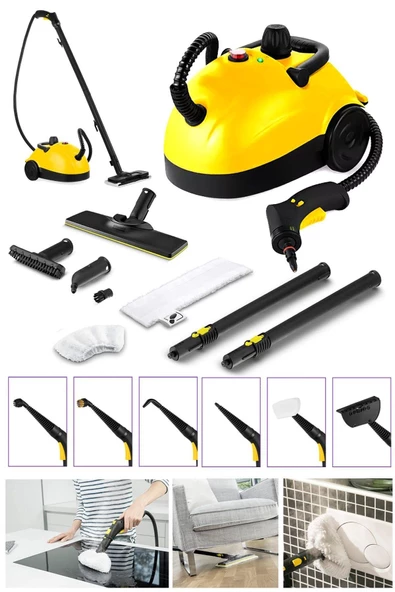DEKO TURKEY Derinlemesine Çok Amaçlı Buharlı Temizlik Makinası Cam Parke Mutfak Temizleme Nozüllü 2500W 13 Parça - 4