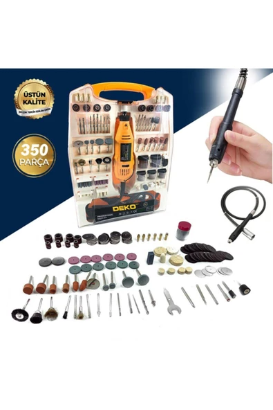 DEKO TURKEY 350 Parça 450 Watt 6 Kademeli Hobi Gravür Zımpara Taşlama Makinesi + Şaft Kablosu Ecd-dkt-450şaftlı - 3