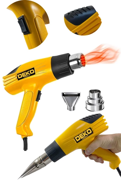 DEKO TURKEY Sıcak Hava Tabancası 3700 Watt Çift Kademeli Termik Korumalı Sıcak Hava Üfleme Makinesi 900 C° - 2