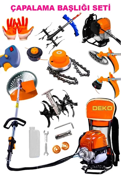 DEKO TURKEY 4x4 Ultra Performans Yüksek Elmas Bıçaklı Çelik Çapalama + Benzinli Sırt Tipi Ot Biçme Tırpan 20HPX - 2