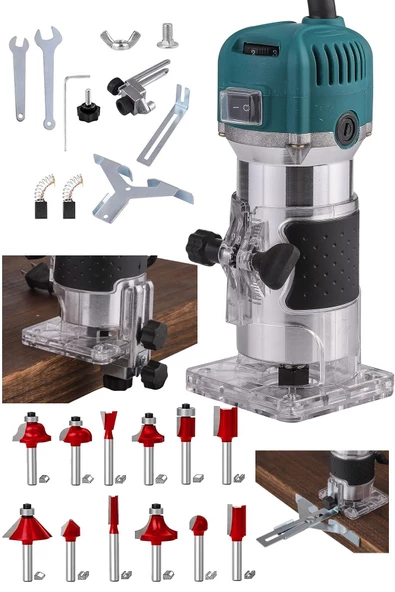 DEKO TURKEY Bakır Sargı System 3000W Devir Ayarlı Formika Freze Makinesi 6 Mm Pens + 12 Adet Uç Set Hediye - 4