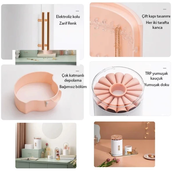 Polham Kapaklı Aksesuar, Takı, Küpe, Kolye, Yüzük Düzenleyici Organizer, 4 Çekmeceli Saklama Kutusu - 3