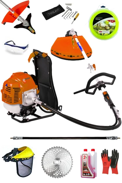 DEKO TURKEY Magnezyum Motor Benzinli Sırt Tipi Tırpan Makinesi Ot Çayır Çalı Kesme Tırpan Makinesi 7.9hp 63cc