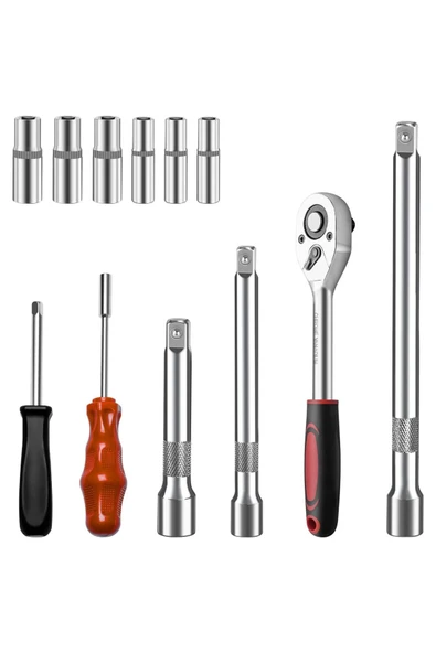 DEKO TURKEY Ultra Güçlü CR-V Max 1/4 Cırcırlı 216 Parça Lokma Anahtar Takımı Oto Tamirci Full Tam Set - 4