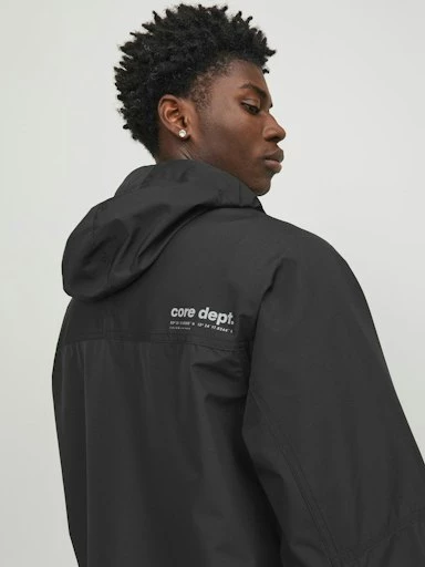 Jack Jones Erkek Siyah Kapüşonlu Spor Outdoor Ceket 12253569S - 10