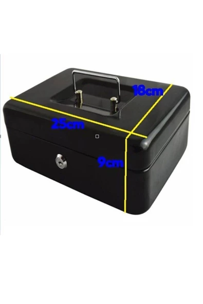 DEKO TURKEY Yerli Üretim Büyük Boy Anahtarlı Çelik Kasa Bozuk Para Kasası Nakit Kutusu Cash 9x18x25cmdkt-cashbox - 2