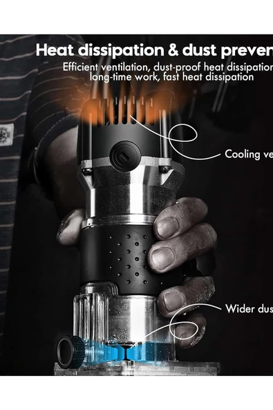 DEKO TURKEY Bakır Sargı System 3000W Devir Ayarlı Formika Freze Makinesi 6 Mm Pens + 12 Adet Uç Set Hediye - 2