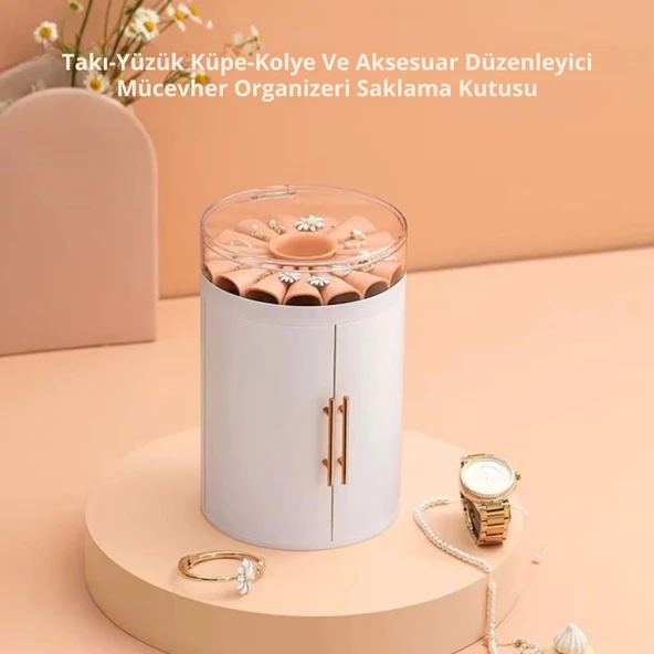Polham Kapaklı Aksesuar, Takı, Küpe, Kolye, Yüzük Düzenleyici Organizer, 4 Çekmeceli Saklama Kutusu - 5