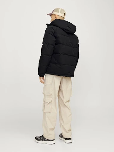 Jack Jones Erkek  Puffer Sıcak ve Rüzgar Geçirmez Tasarım Siyah Mont 12258416S - 6