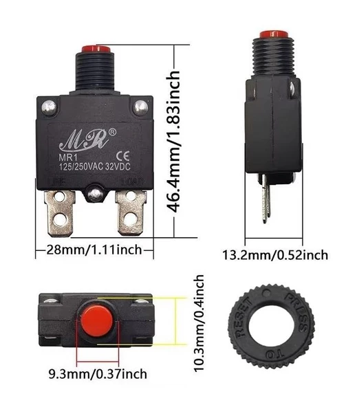 Resetli Termik Sigorta 7 Amper 125/250v Ac 32v Dc IC-271S (MR-1)