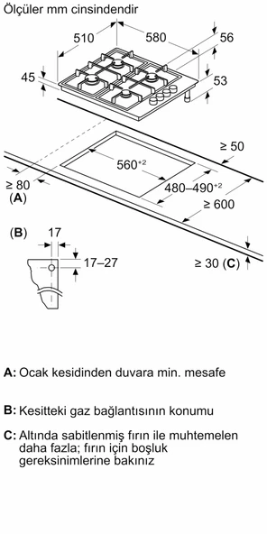 PROFİLO OB36P5B82D Inox Paslanmaz Çelik Ankastre Ocak - Resim 6