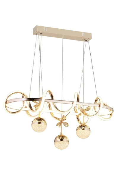 EY-EL TASARIM KUZEY SIRALI GOLD KAPLAMALI 3 RENK SARKIT LED AVİZE MODERN - 3