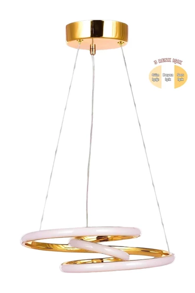 EY-EL TASARIM Kaos Tekli Gold 3 Renk Ledli Sarkıt Avize - 3
