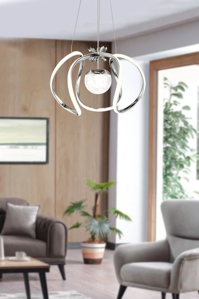 EY-EL TASARIM Modern Tekli Ledli Krom 3 Renk Sarkıt Avize - 2