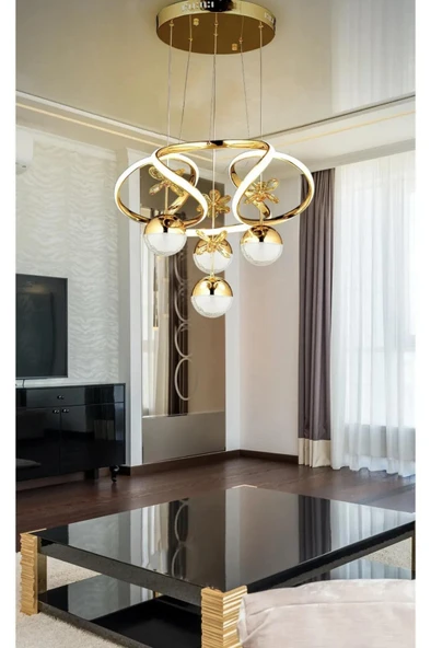 EY-EL TASARIM Venüs 4 Lü Ledli Gold 3 Renk Sarkıt Avize