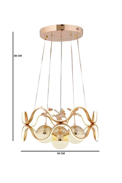 EY-EL TASARIM Modern 4 Lü Ledli Gold 3 Renk Sarkıt Avize - 3