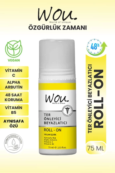 Wou Ter Önleyici Beyazlatıcı Roll-On Deodorant 75 ml