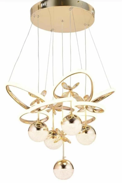 EY-EL TASARIM MODERN SARKIT LED AVİZE 3 RENK GOLD KAPLAMALI - 2
