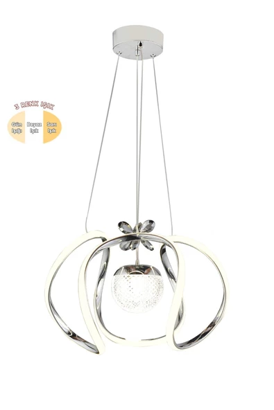 EY-EL TASARIM Modern Tekli Ledli Krom 3 Renk Sarkıt Avize - 3