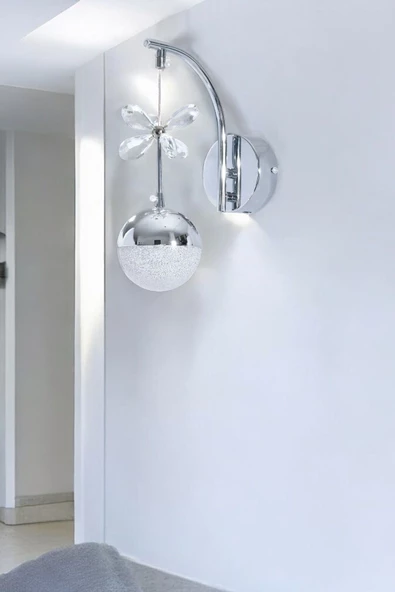 EY-EL TASARIM ŞIK SARKIT LED APLİK KROM KRİSTAL TAŞLI