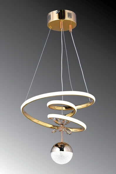 EY-EL TASARIM Kaos Mini Tekli Gold 3 Renk Ledli Sarkıt Avize - 4