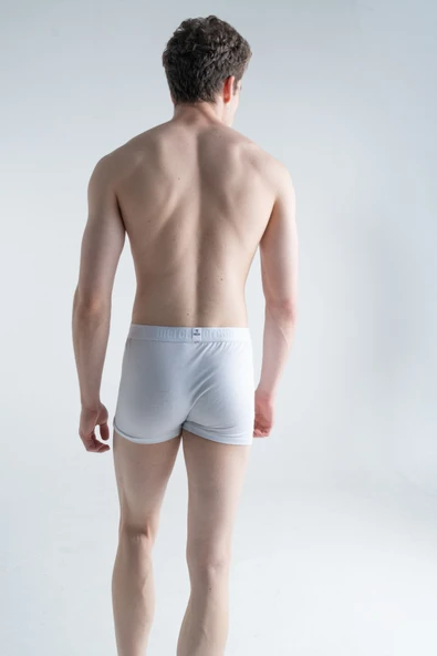 Mercan Erkek Pamuklu Likralı Çok Renkli Esnek 3'lü Boxer (BEYAZ ANTRASİT GRİ) - 7